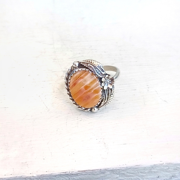 Orange Tone Silver Ring - Picture 7 of 9